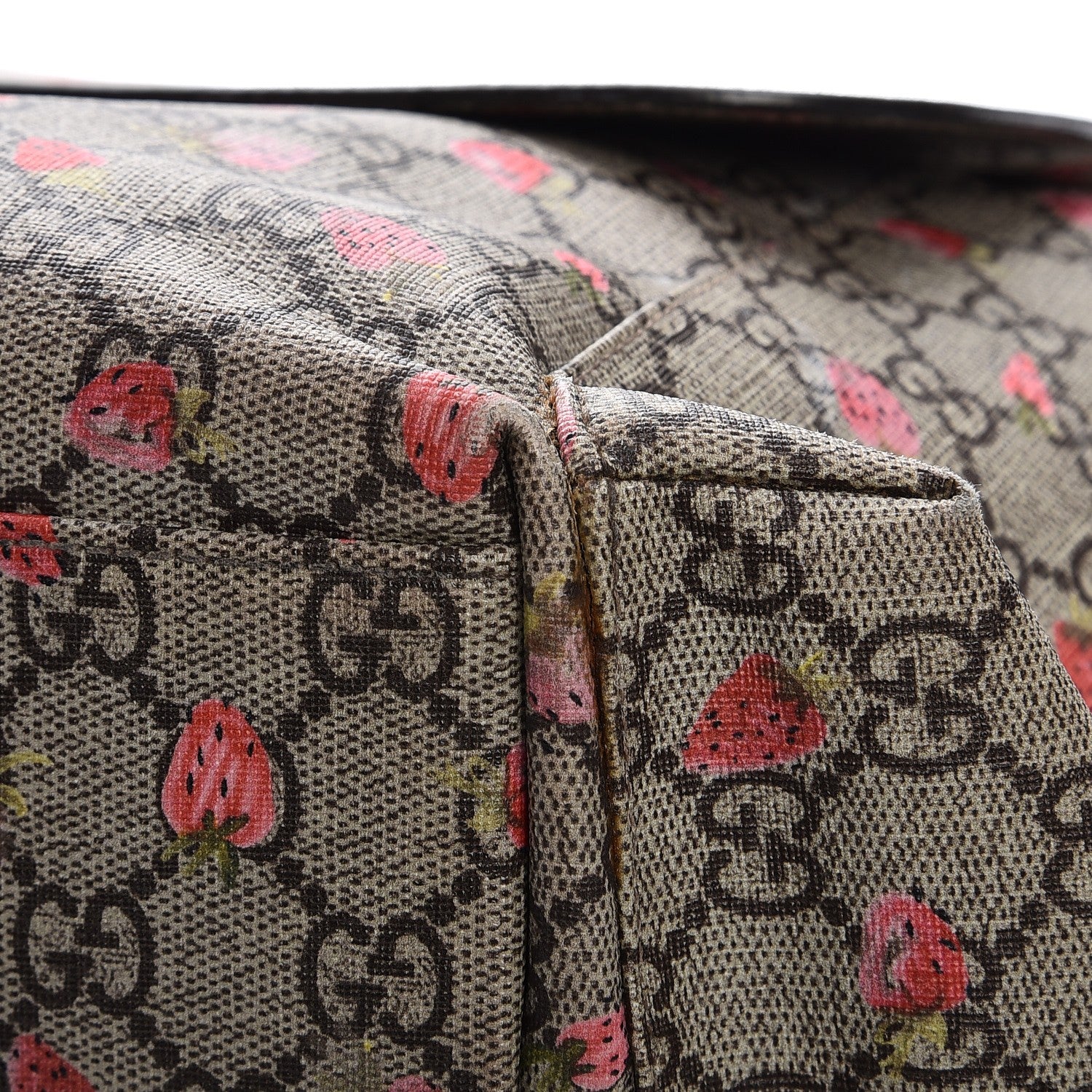 Gucci GG Supreme Monogram Strawberry Messenger Diaper Bag Beige 11 of 13