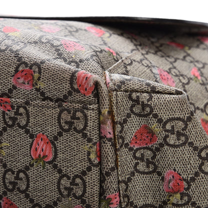 Gucci GG Supreme Monogram Strawberry Messenger Diaper Bag Beige 11 of 13