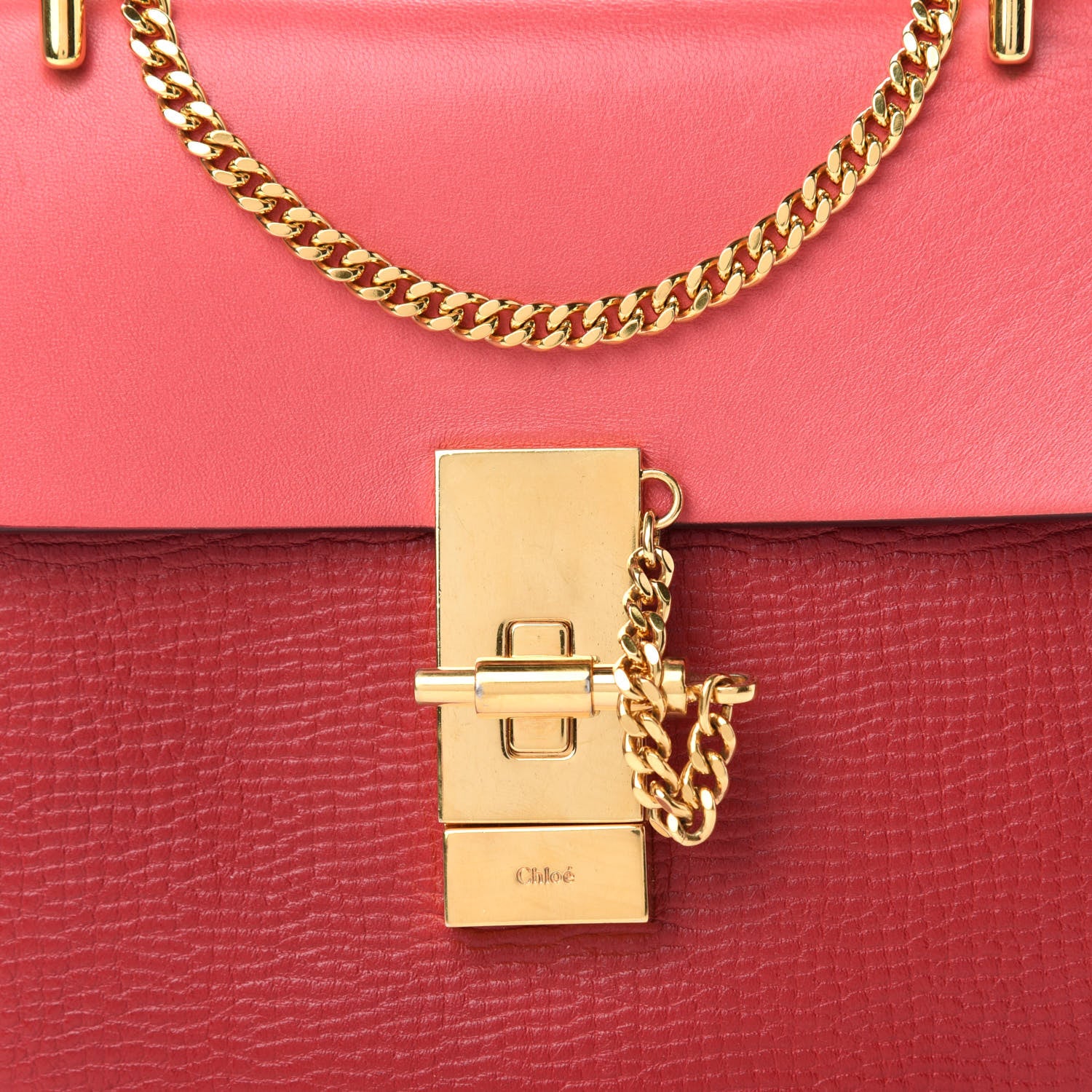 Chloe Grained Calfskin Lambskin Drew Shoulder Bag Red 9 of 9