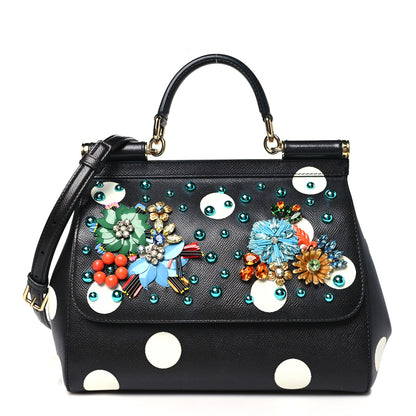 Dolce & Gabbana Dauphine Embellished Dot Medium Miss Sicily Satchel Black 1 of 10