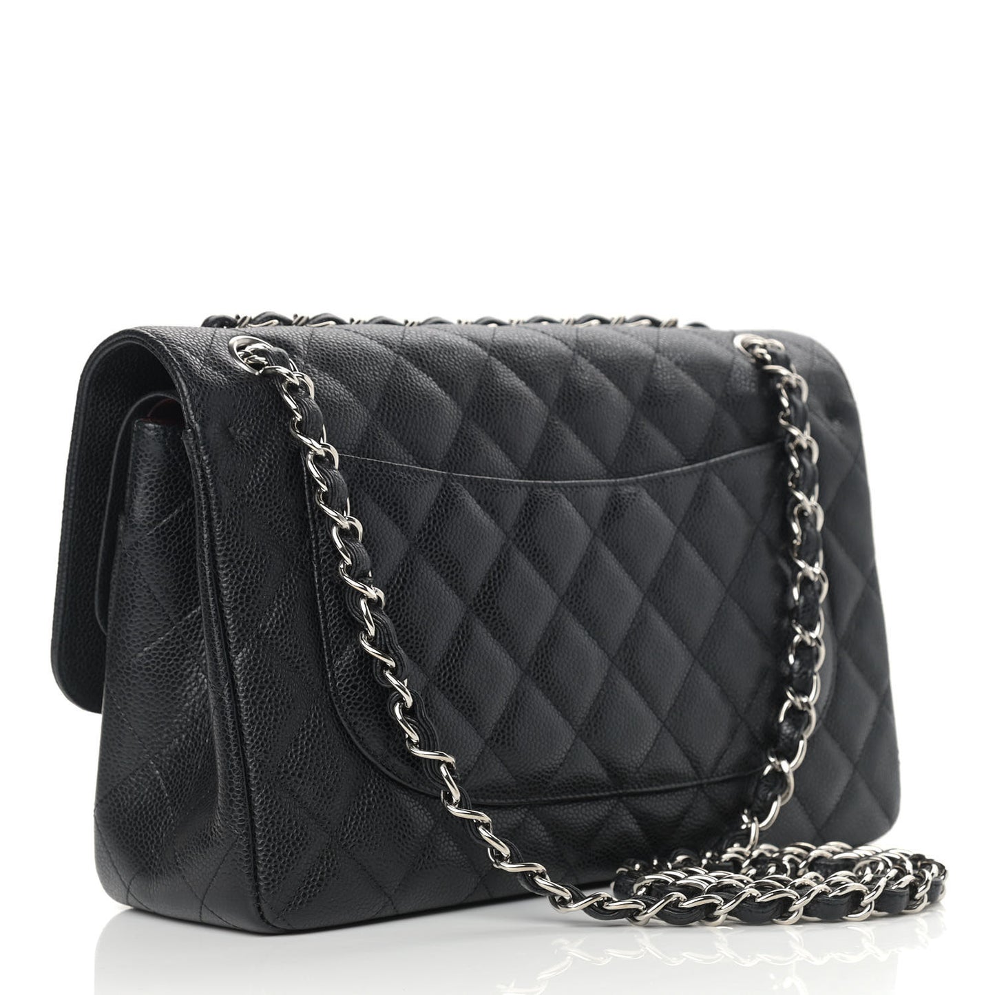 Caviar Quilted Jumbo Double Flap Black