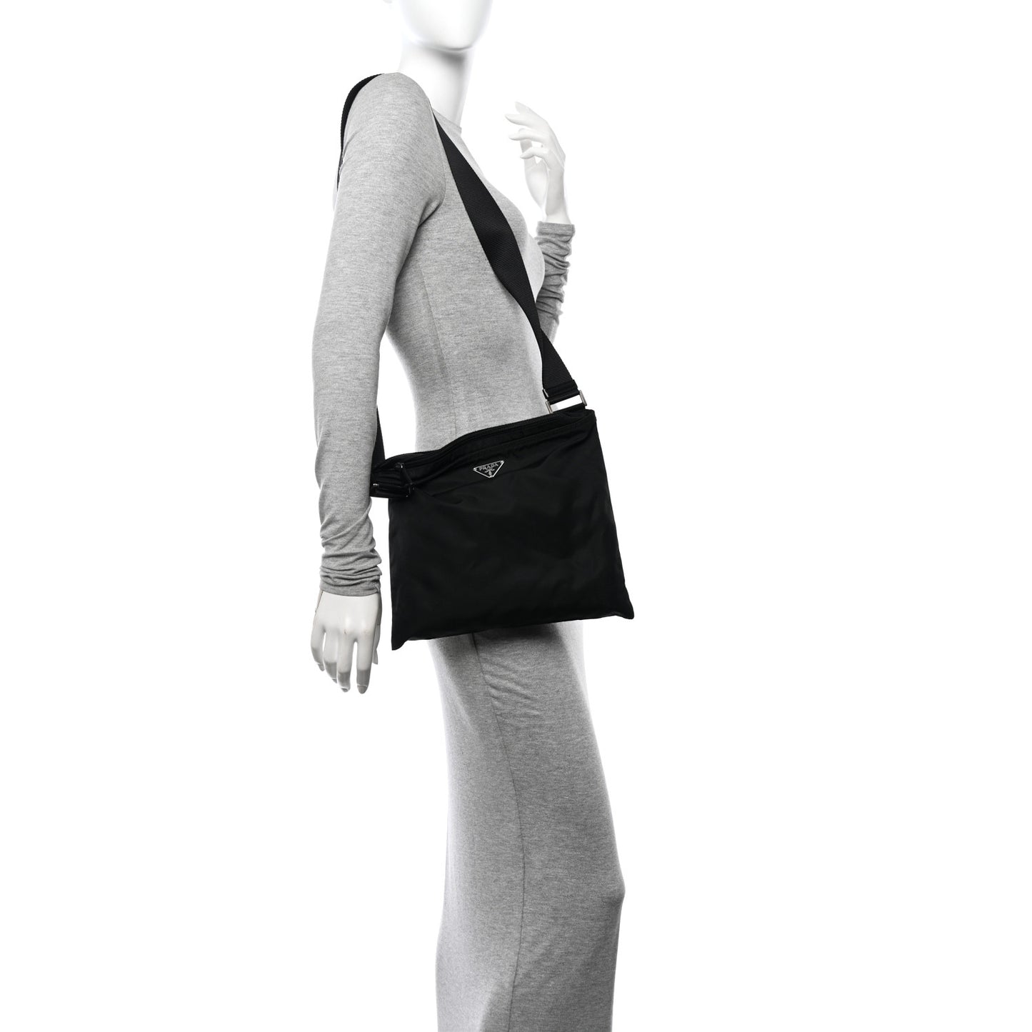Nylon Vela Flat Messenger Bag Black