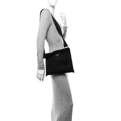 Prada Nylon Vela Flat Messenger Bag Black 2 of 11