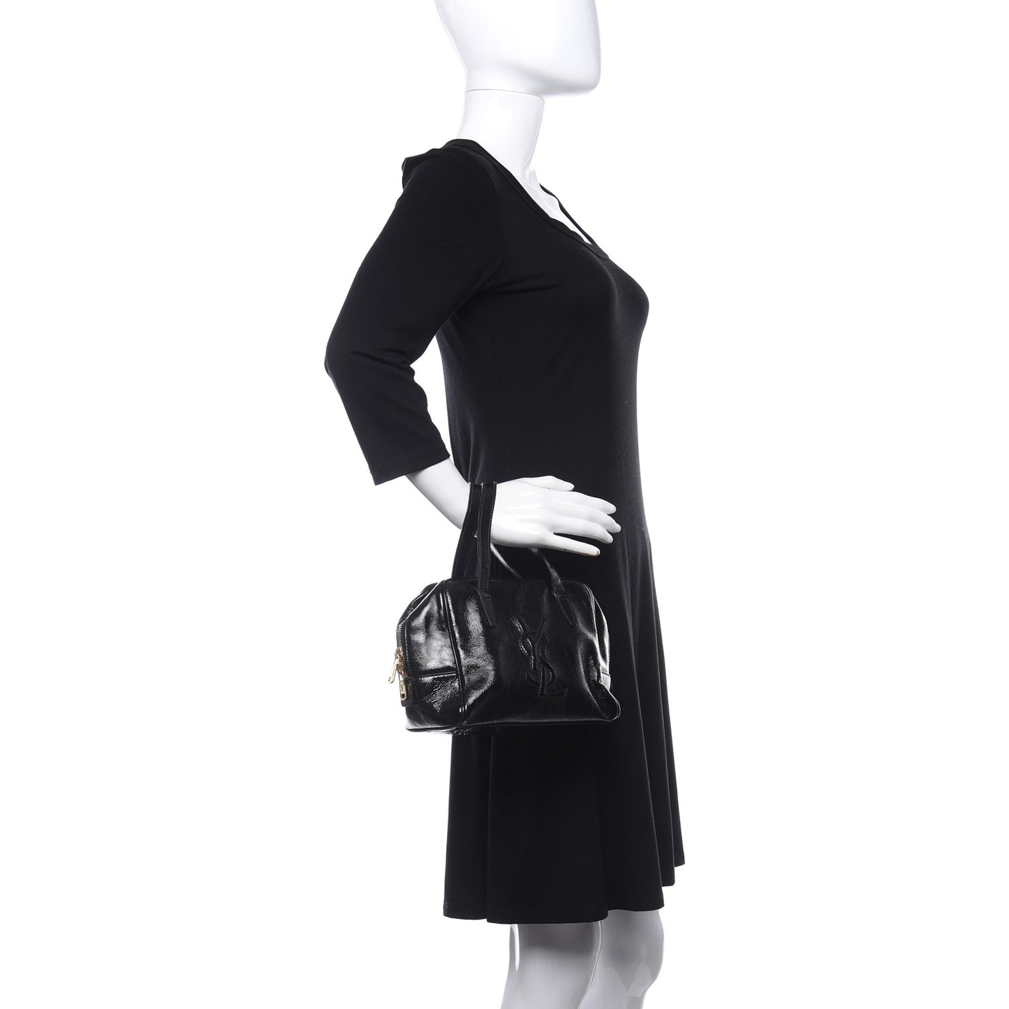 Textured Patent Mini Bag Black