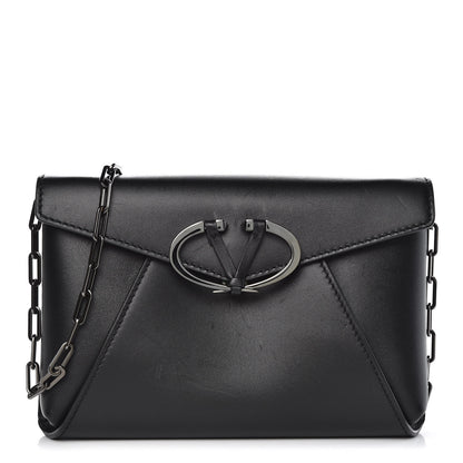 Valentino Garavani Calfskin V Rivet Chain Clutch Black 1 of 9