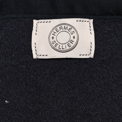 Hermes Wool Cashmere Sikkim Calfskin Reversible Camail Poncho Navy Camail 4 of 5