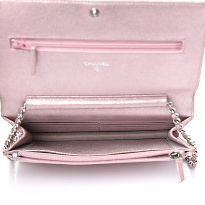 Chanel Iridescent Calfskin Quilted Wallet on Chain WOC Light Pink 5 of 12