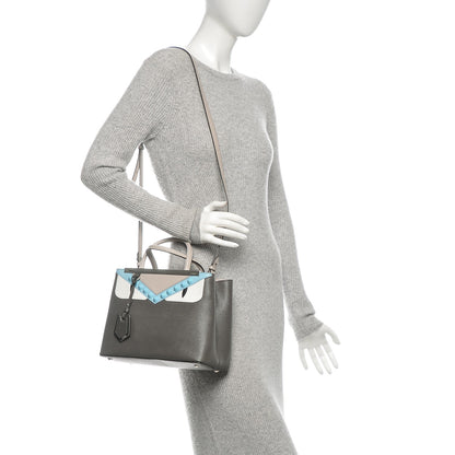 Fendi Vitello Elite Monster Eyes Studded Petite 2Jours Tote Carbone White Multicolor 2 of 6