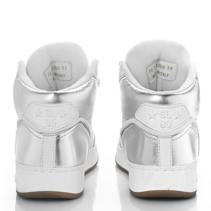 Saint Laurent Calfskin Womens SL/80 Mid Top Sneakers 39 Argento Optic White 5 of 13