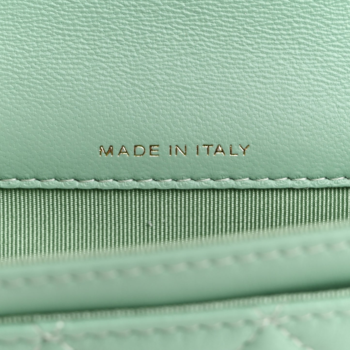 Lambskin Quilted Flap Card Holder Wallet Green