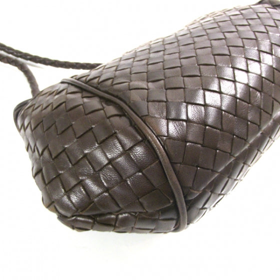 Woven Leather Shoulder Bag Ebano