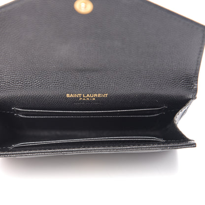 Saint Laurent Grain De Poudre Matelasse Chevron Small Monogram Envelope Wallet Black 4 of 5