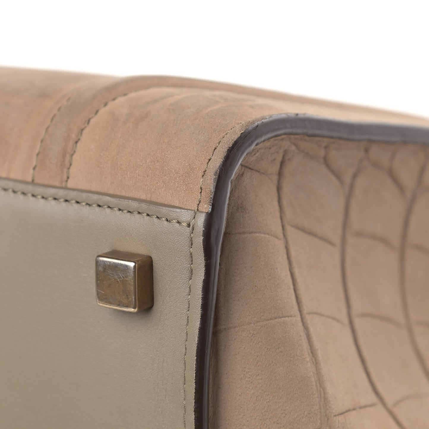 Crocodile Embossed Nubuck Medium Phantom Luggage Beige