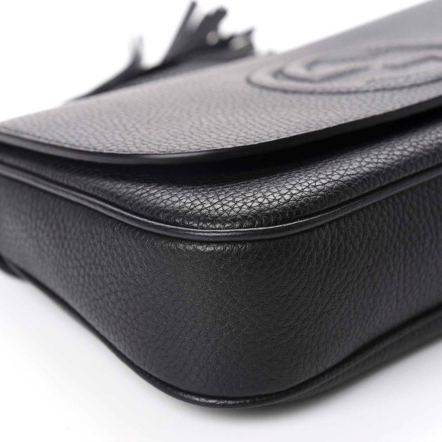 Pebbled Calfskin Medium Soho Flap Crossbody Black