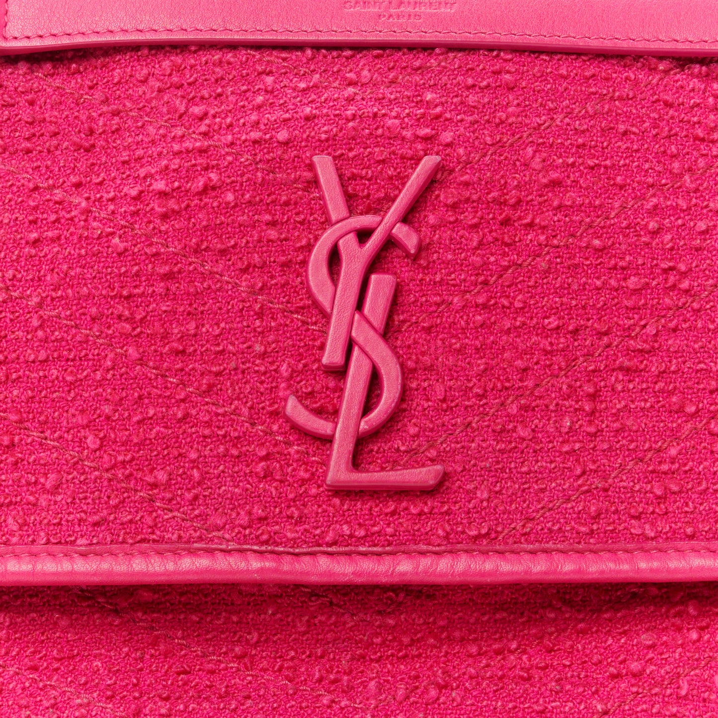 Boucle Tweed Monogram Medium Niki Chain Satchel Pink