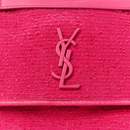 Saint Laurent Boucle Tweed Monogram Medium Niki Chain Satchel Pink 9 of 12