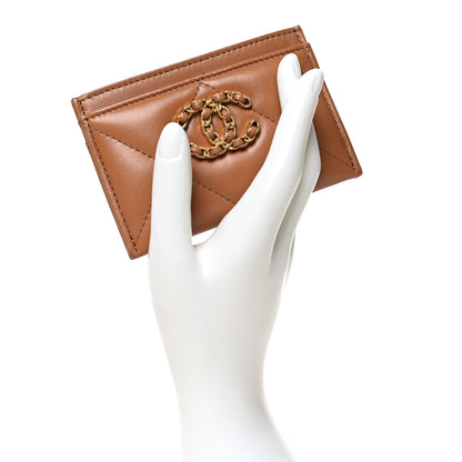 Chanel Lambskin Quilted Chanel 19 Card Holder Brown 2 of 10