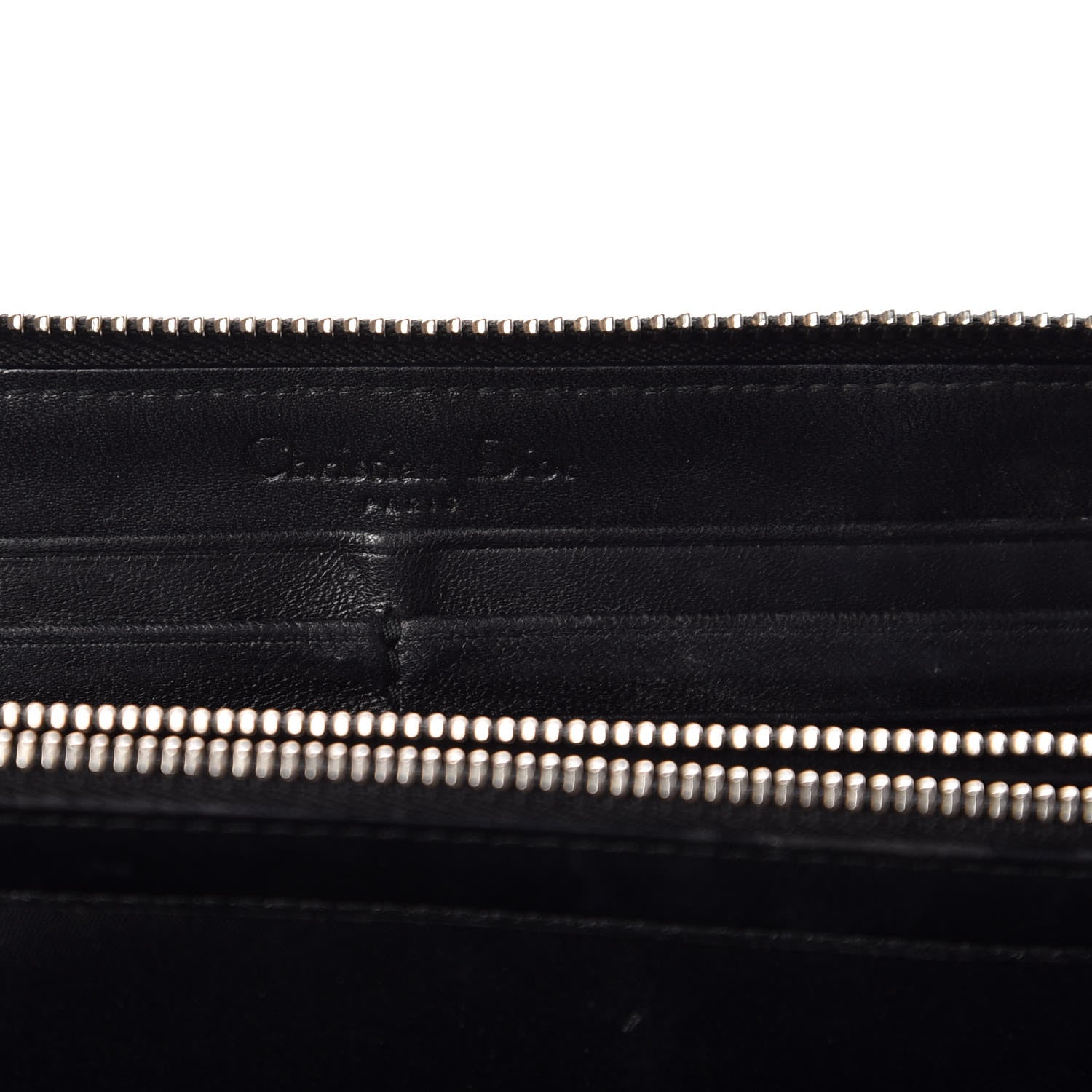 Christian Dior Lambskin Cannage Lady Dior Zip Wallet Black 10 of 11
