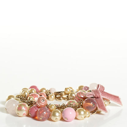 Chanel Beaded Pearl CC Bracelet Pink Gold 3 of 5