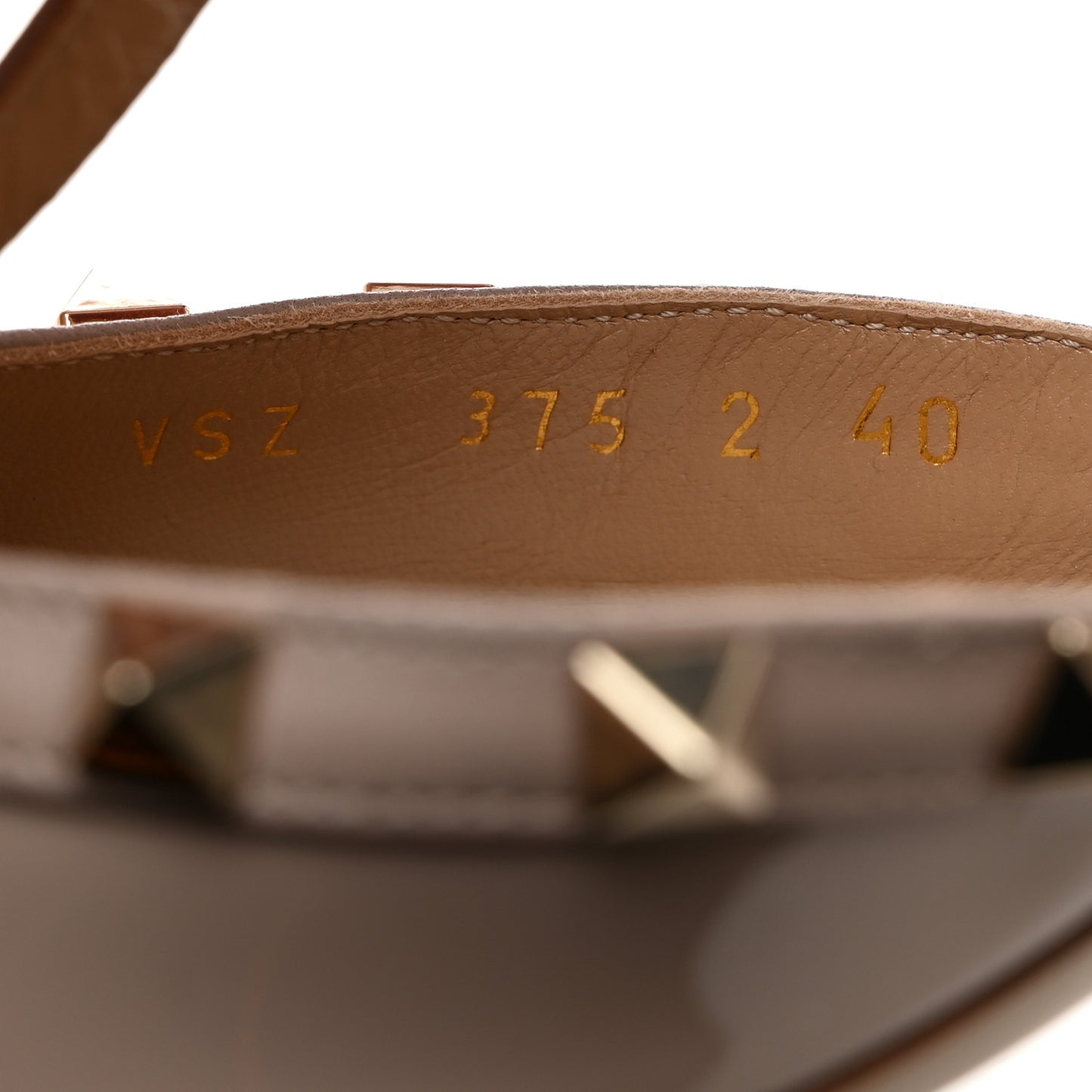 Patent Calfskin Rockstud Ankle Strap 65mm Pumps 40 Poudre