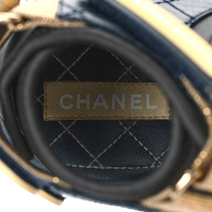 Chanel Goatskin Fabric TPU Gladiator Sandals 37 Navy Dark Grey Yellow 8 of 10