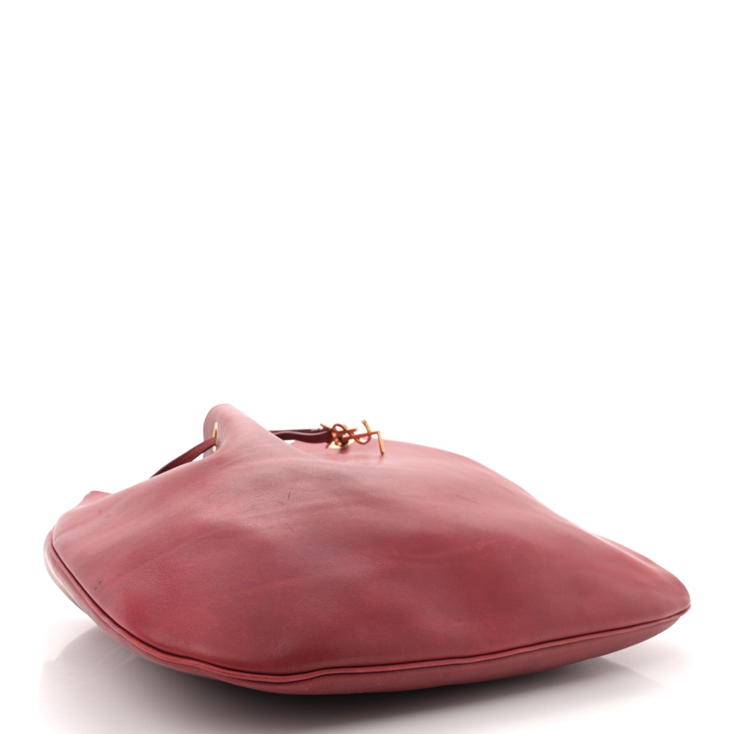 Saint Laurent Smooth Calfskin Paris VII Large Flat Hobo Red 5 of 13