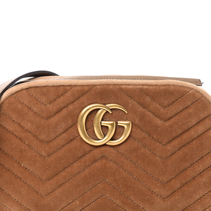 Gucci Velvet Matelasse Small GG Marmont Chain Shoulder Bag Taupe 11 of 11