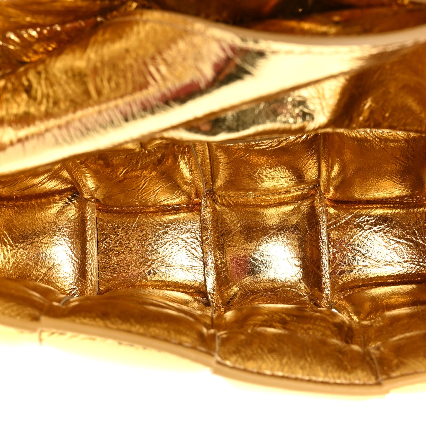 Mirror Lambskin Maxi Intreccio Padded Cassette Crossbody Bag Gold