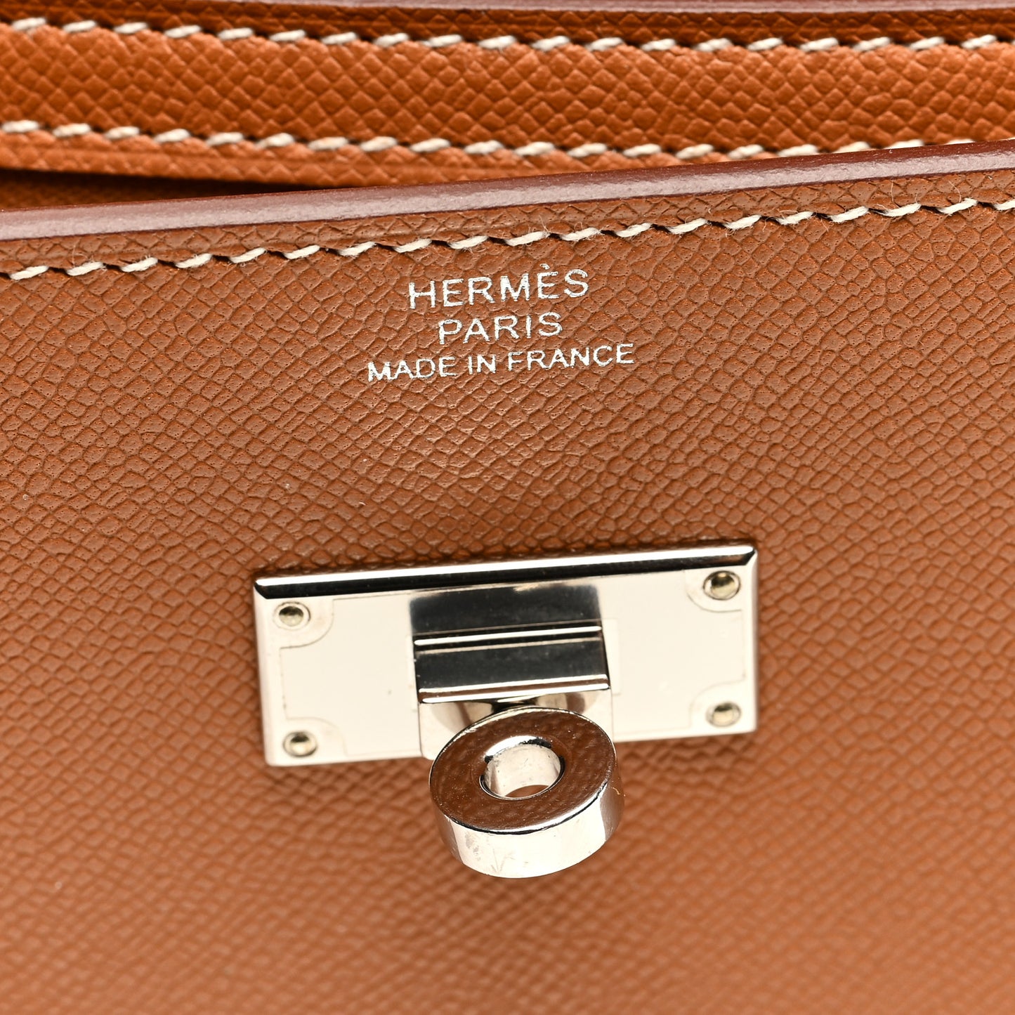 Madame Calfskin Kelly Pocket Long Wallet Gold