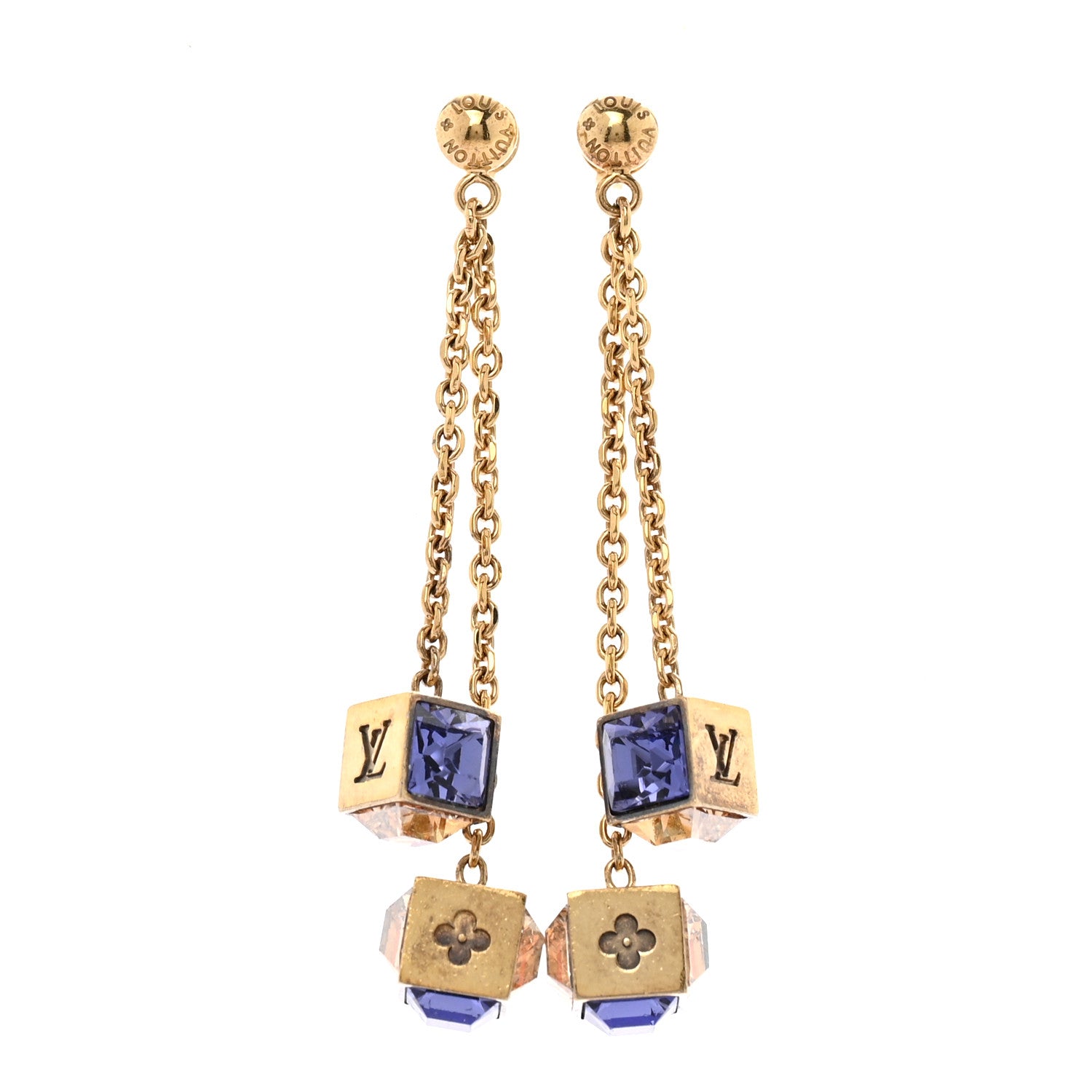 Louis Vuitton Swarovski Gamble Earrings Azur Gold 1 of 7
