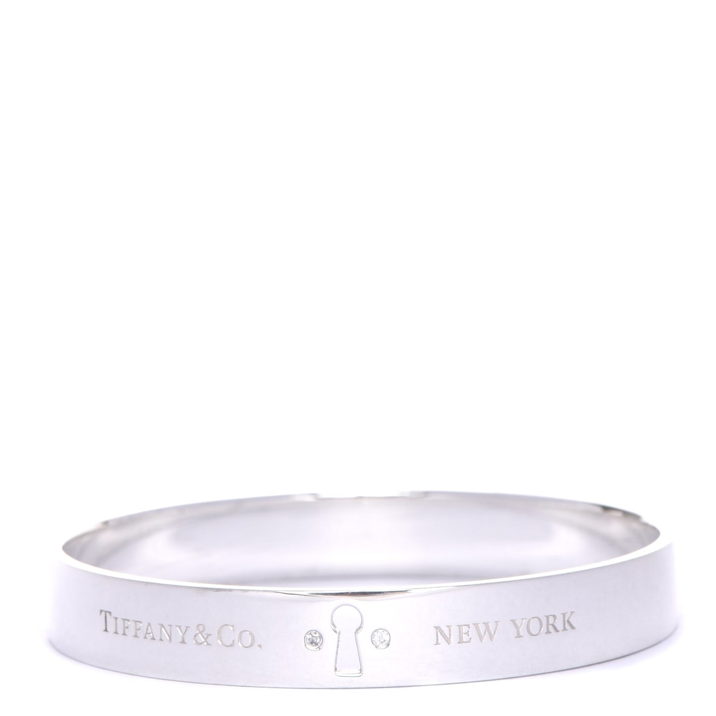 Sterling Silver Diamond Narrow Locks Bangle Bracelet