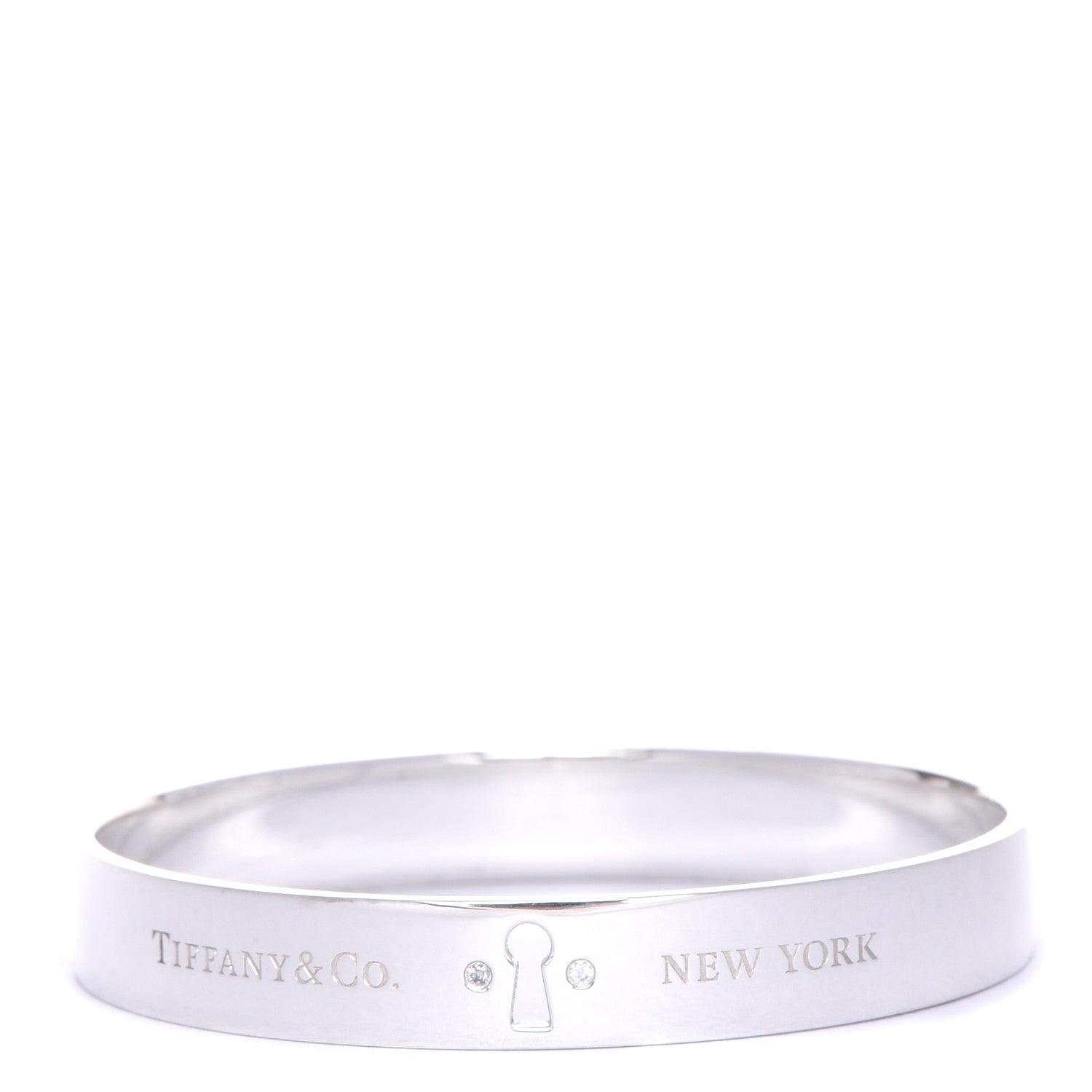 Tiffany Sterling Silver Diamond Narrow Locks Bangle Bracelet 1 of 6