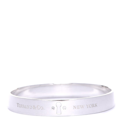 Tiffany Sterling Silver Diamond Narrow Locks Bangle Bracelet 1 of 6