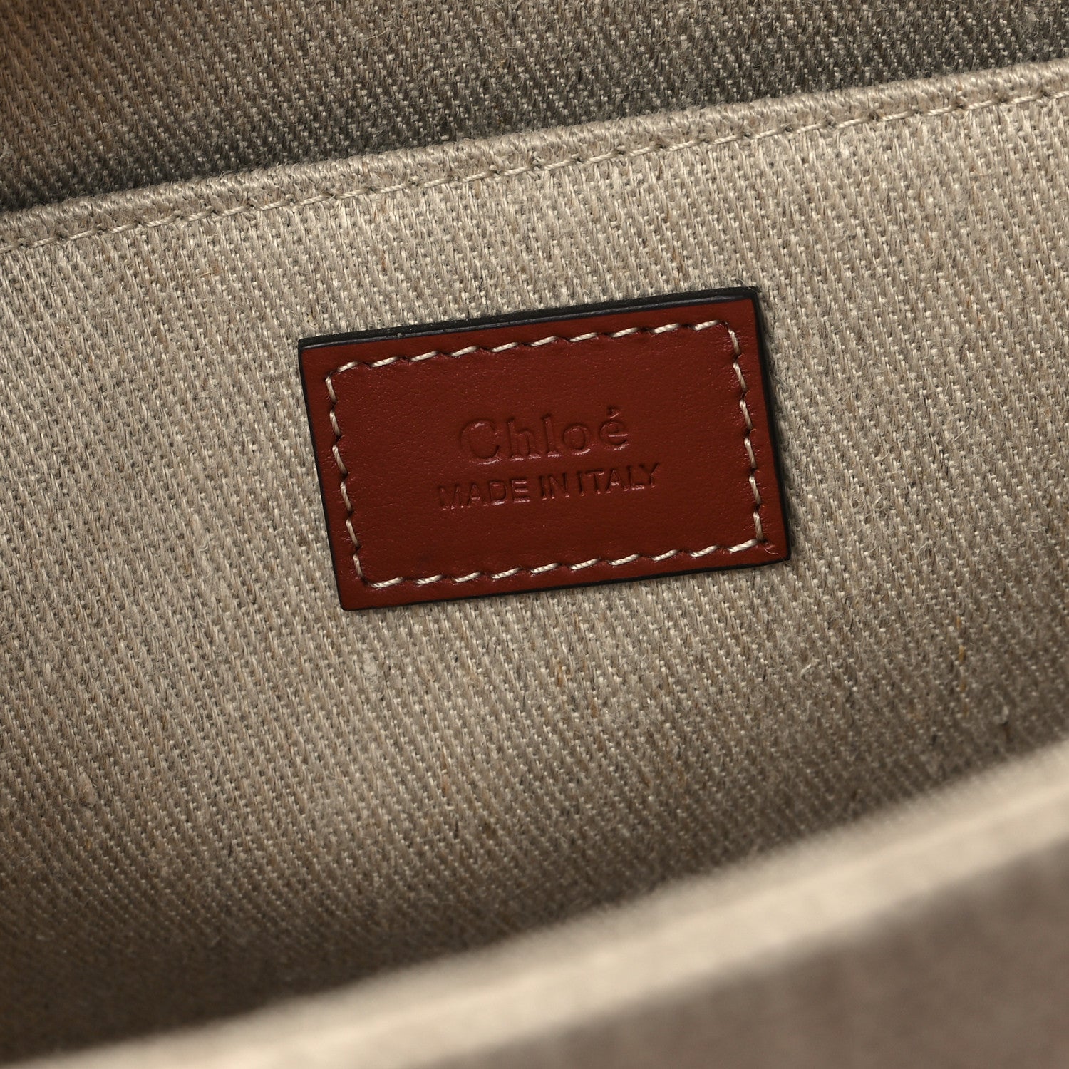 Chloe Linen Calfskin Medium Woody Ribbon Tote White Brown 6 of 10