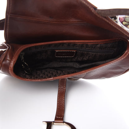 Christian Dior Calfskin Embroidered Romantic Flowers Saddle Bag Brown 5 of 14