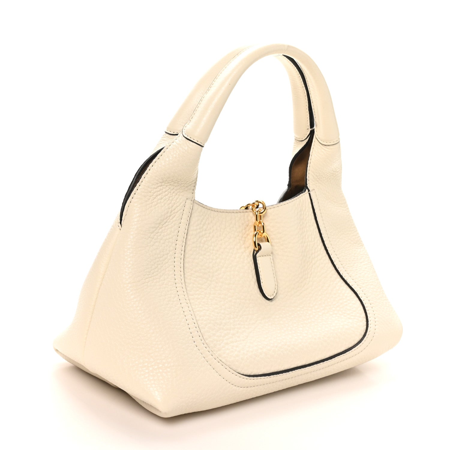 Gucci Grained Calfskin Softbit Medium Shoulder Bag White 1860356