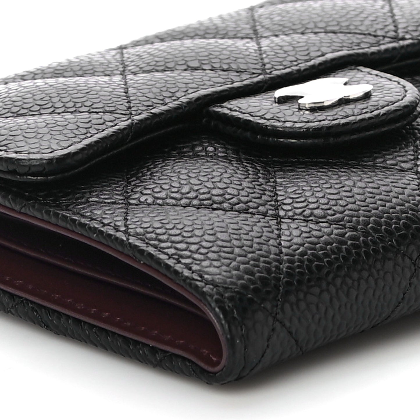 Caviar Quilted Compact Flap Wallet Black