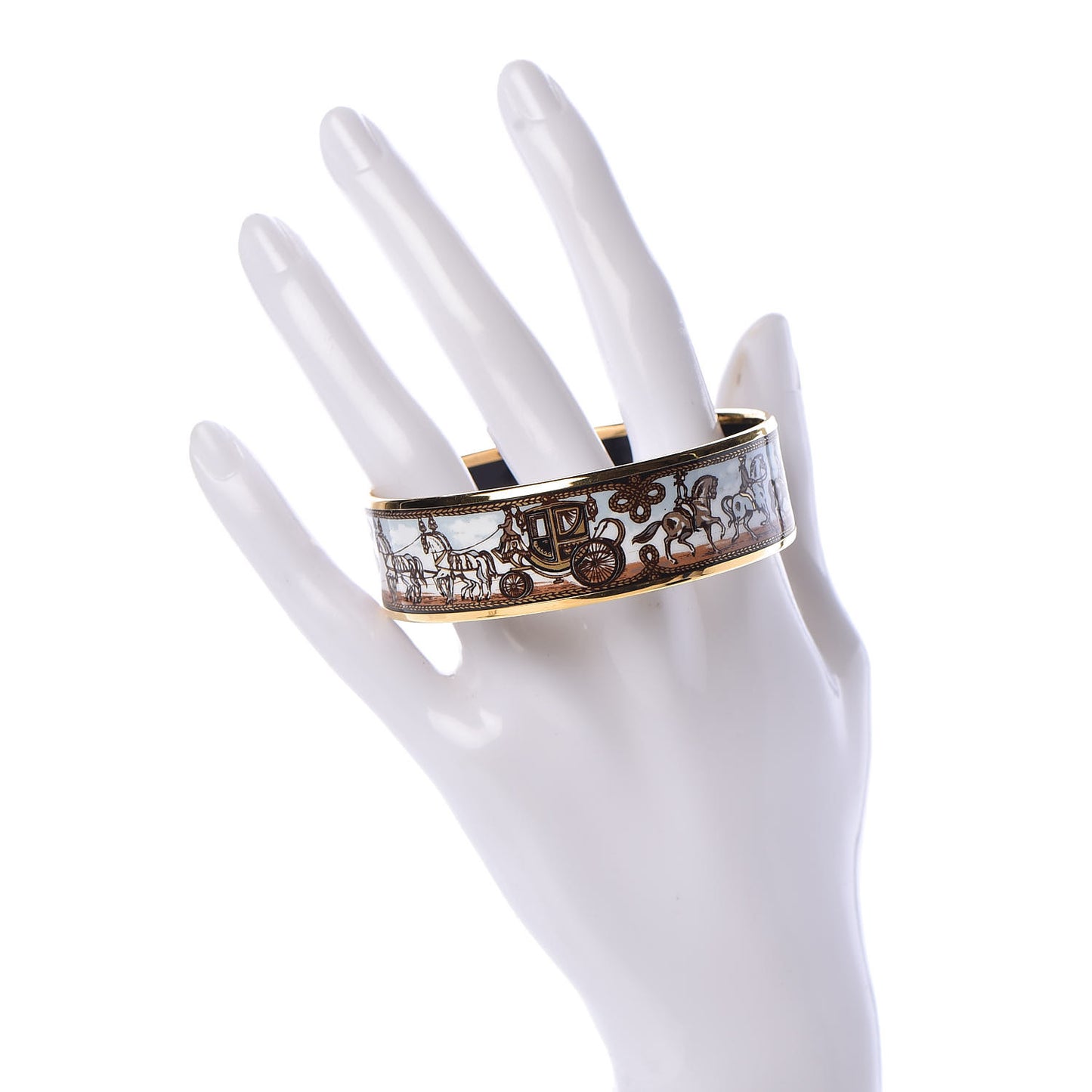 Enamel Printed Horse Carriage Wide Bracelet 65