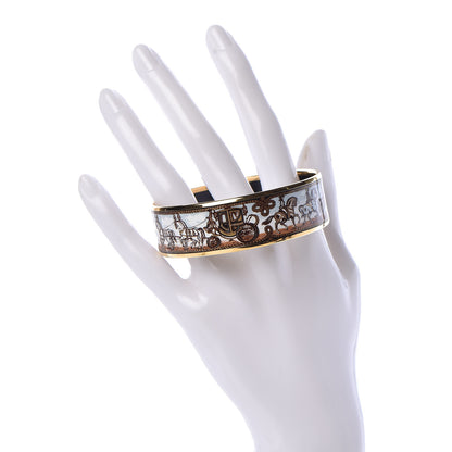 Hermes Enamel Printed Horse Carriage Wide Bracelet 65 2 of 5