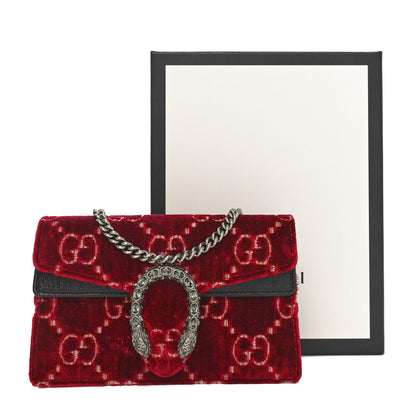 Gucci Velvet GG Monogram Super Mini Dionysus Shoulder Bag Red Cipria Black 10 of 10