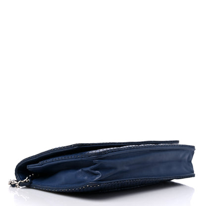 Chanel Perforated Lambskin Quilted Wallet On Chain WOC Blue 4 of 17