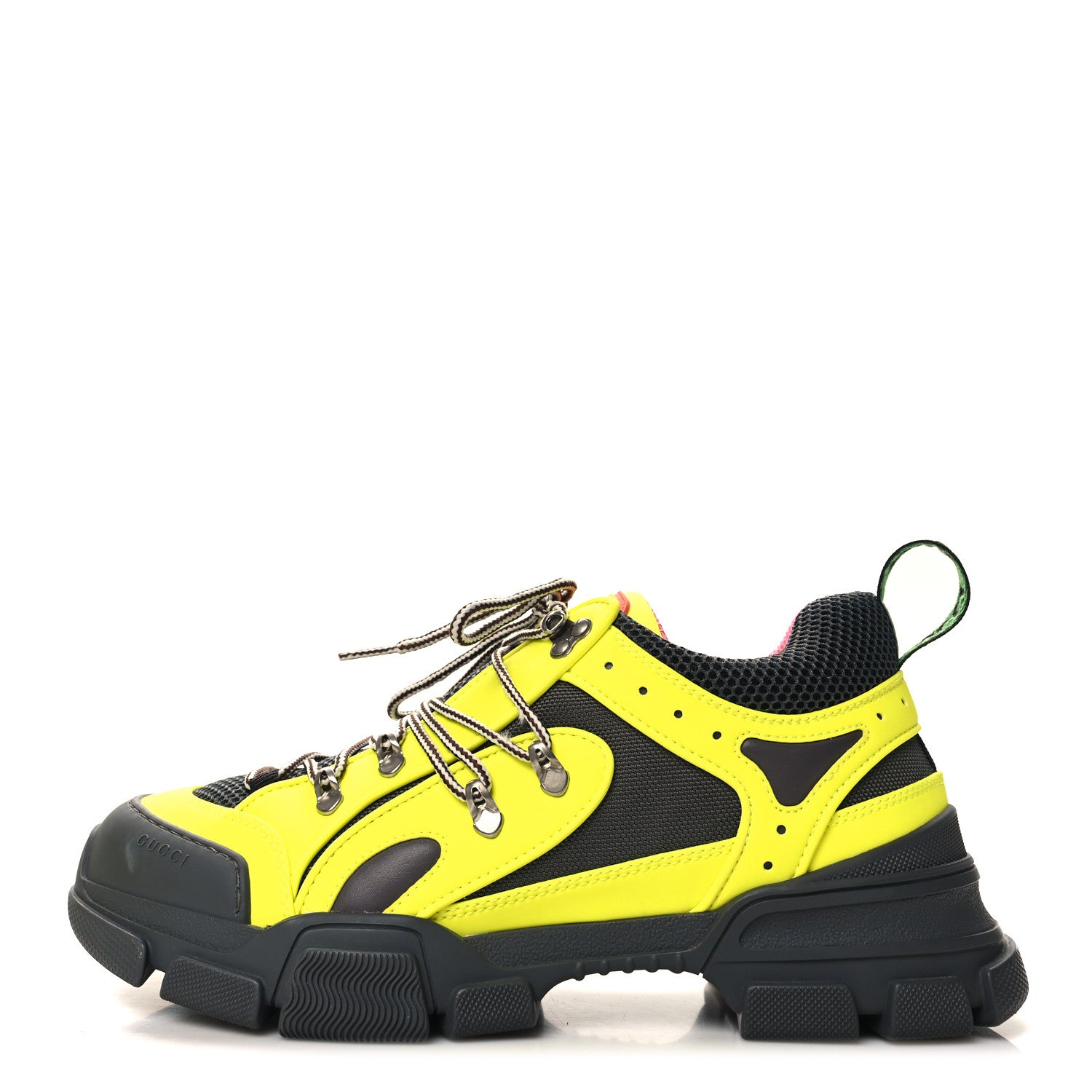 Gucci X SEGA Mesh Technical Canvas Calfskin Reflective Mens Flashtrek Sneakers 10 Neon Yellow Lotus 1 of 8