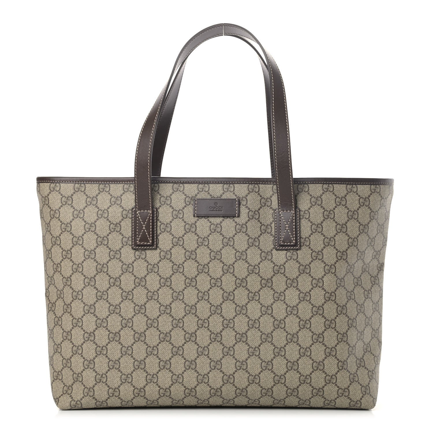 Gucci GG Supreme Monogram Medium Zippered Shopping Tote Dark Brown 1 of 10