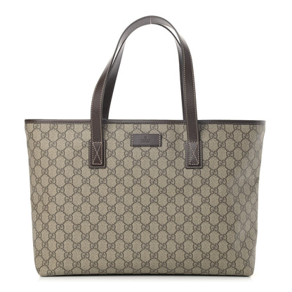 Gucci GG Supreme Monogram Medium Zippered Shopping Tote Dark Brown 1 of 10
