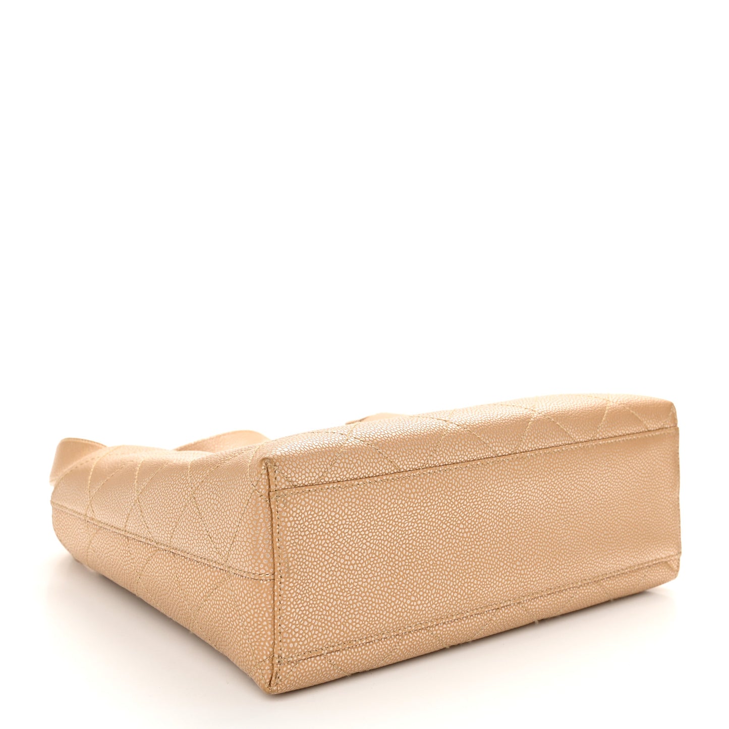 Metallic Caviar Quilted Shoulder Bag Beige