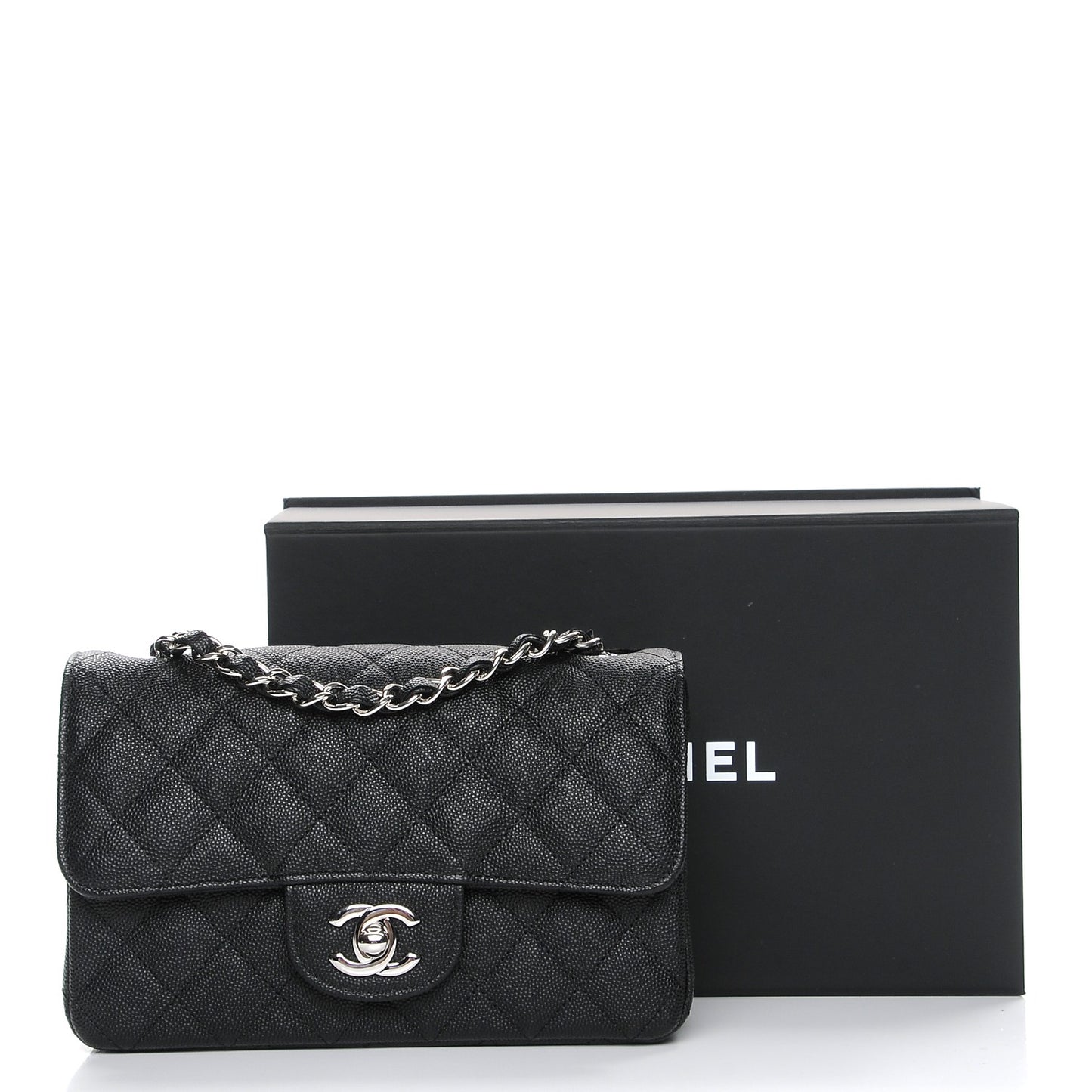Caviar Quilted Mini Rectangular Flap Black