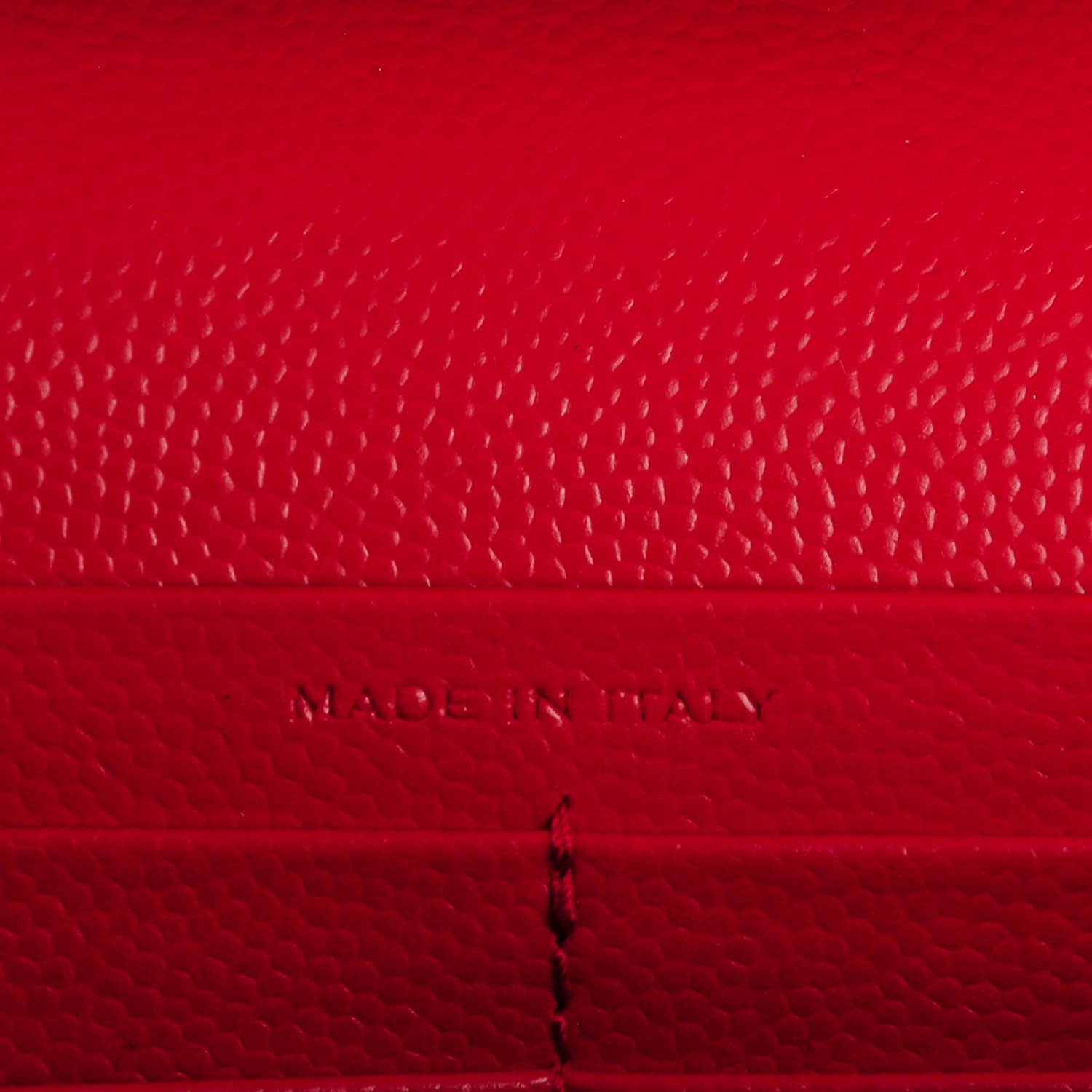 Saint Laurent Grain De Poudre Matelasse Chevron Monogram Chain Wallet Red 7 of 7