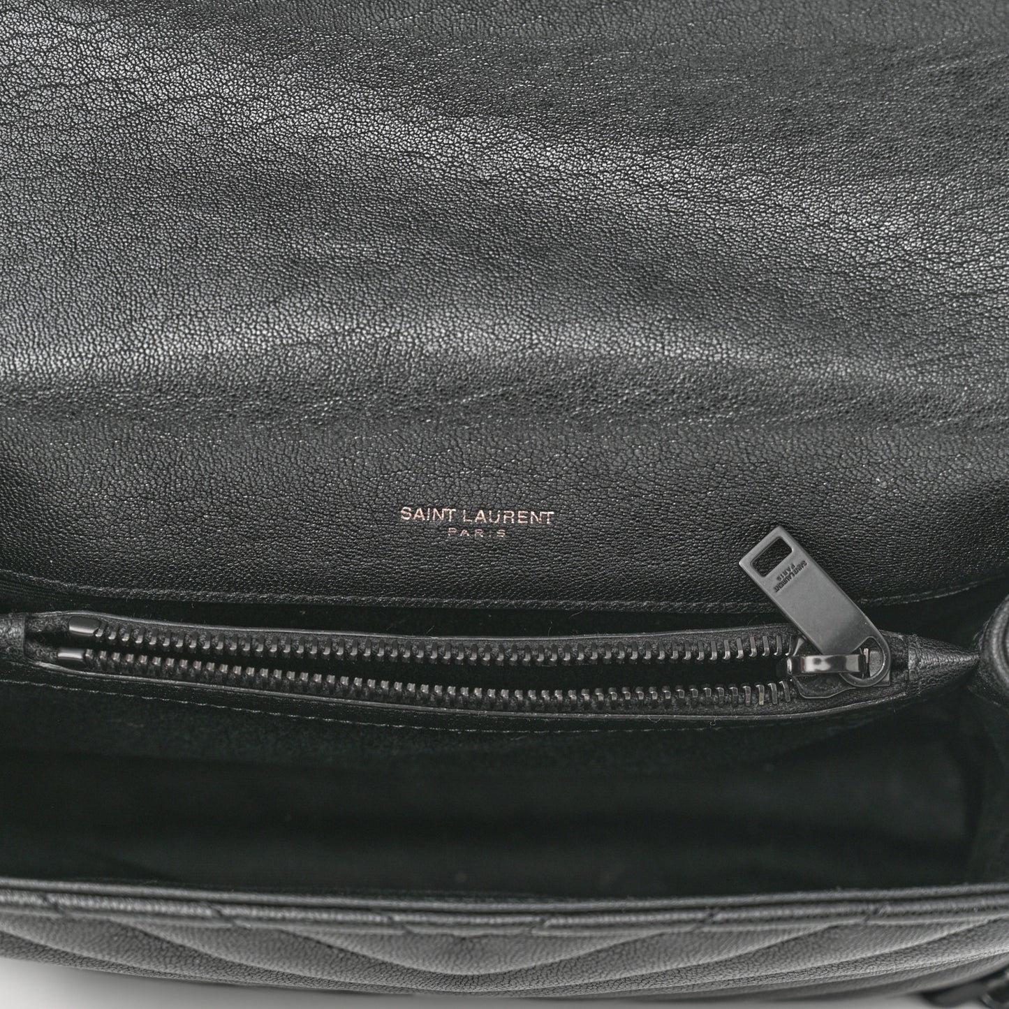 Sheepskin Matelasse Chevron Monogram Monochrome Medium College Bag Black