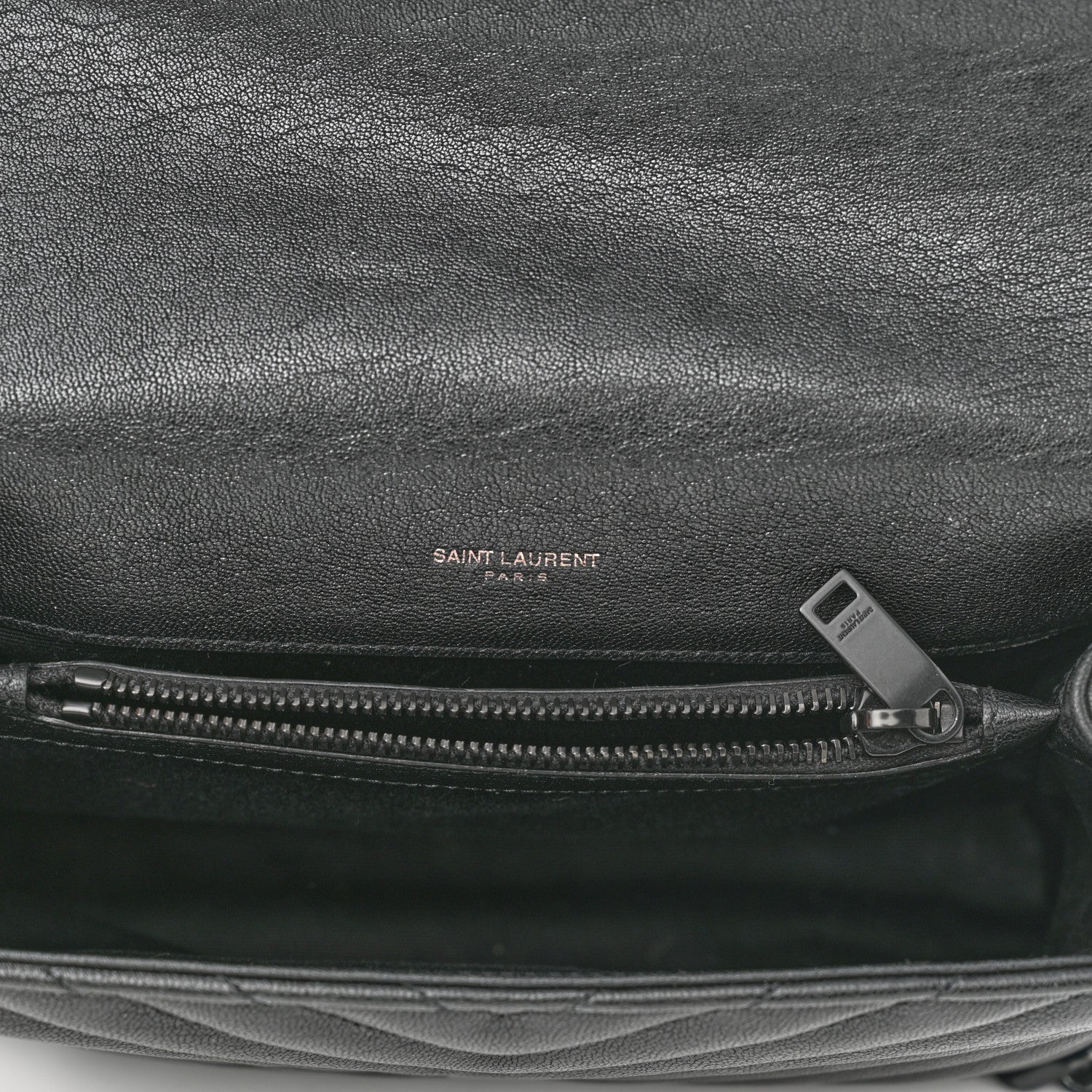 Saint Laurent Sheepskin Matelasse Chevron Monogram Monochrome Medium College Bag Black 5 of 10