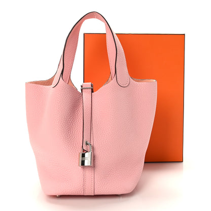 Hermes Taurillon Clemence Picotin Lock 18 PM Rose Sakura 3 of 12